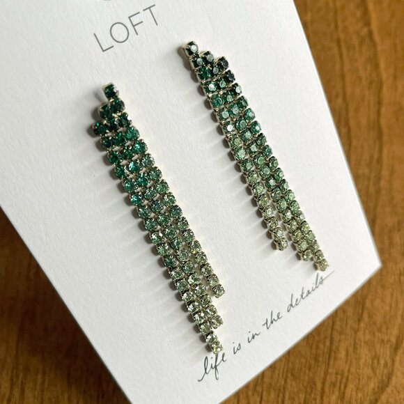 Loft green waterfall gem earrings NWT - Picture 1 of 8